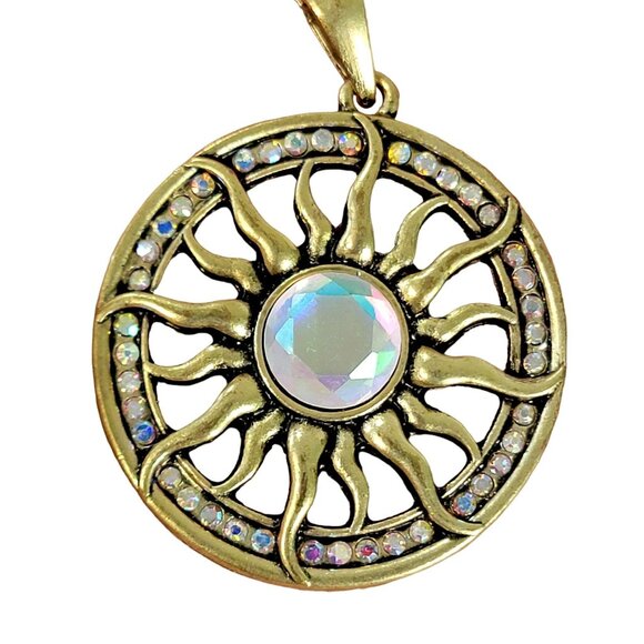 Sun Pendant Necklace Crystal Gold Adjustable Chain Women Jewelry New Clasp Gift - Picture 8 of 12